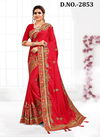 Red Latest Designer Fancy wedding Wear Heavy Resham And Coding With jari Embroidery And Stone work Sarees Collection 2853